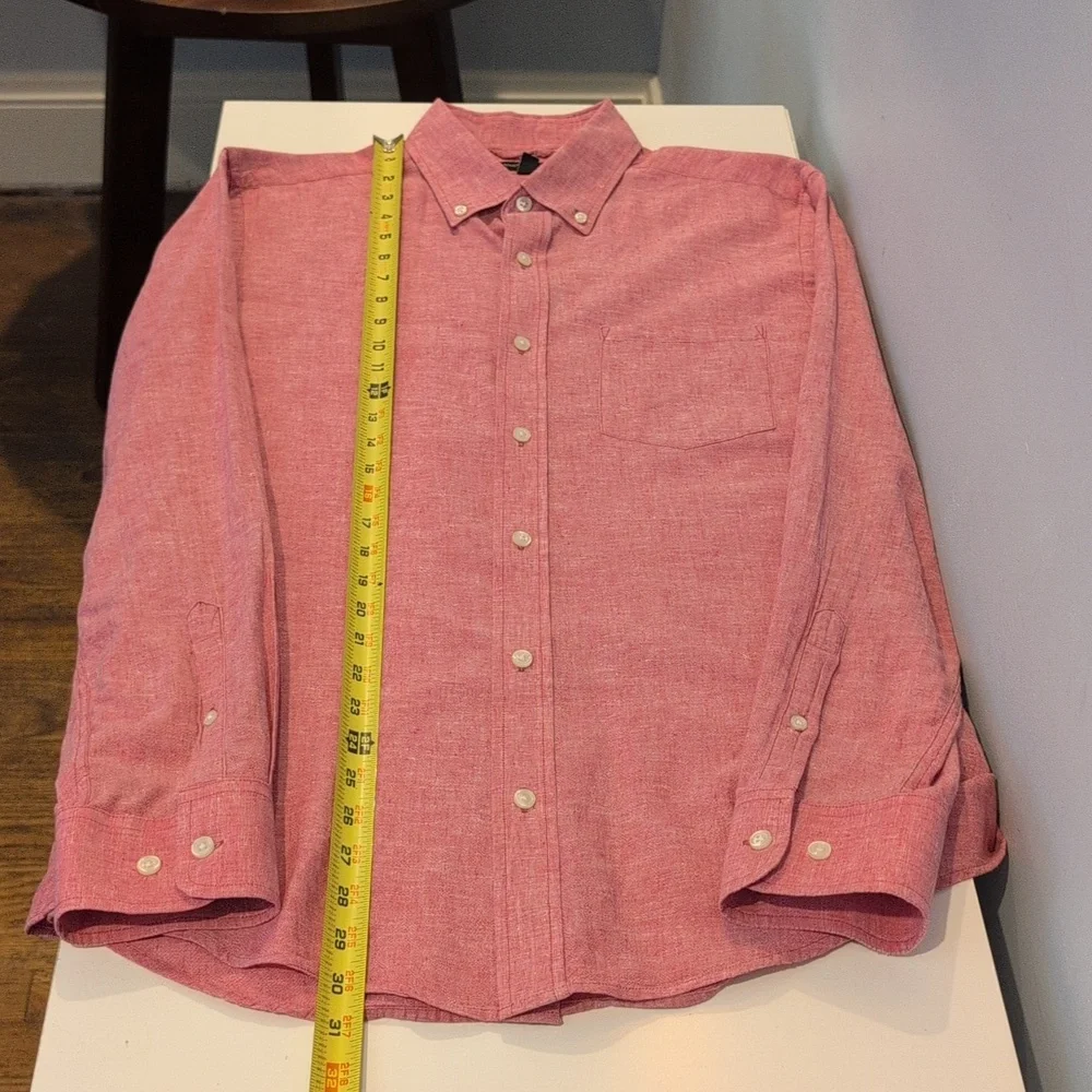 Banana Republic Men's L Regular Fit Linen- Cotton Button Down Long Sleeve Shirt